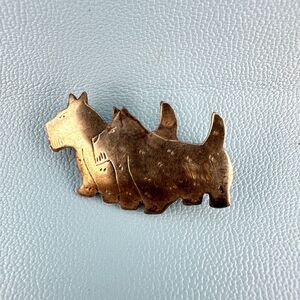 Vintage 925 Sterling Silver Scottish Terrier Scottie Dogs Brooch Pin 1"